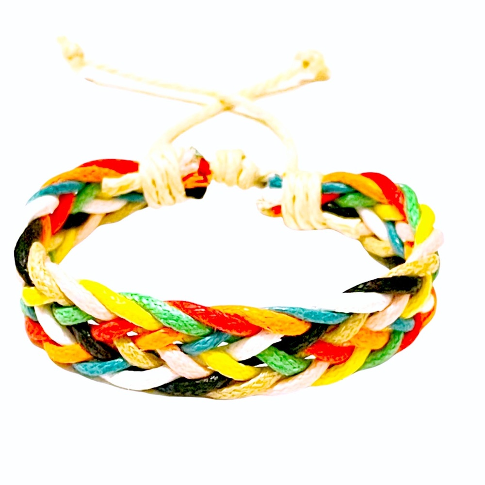 Handmade Multicolored Threaded Cord Adjustable Bracelet